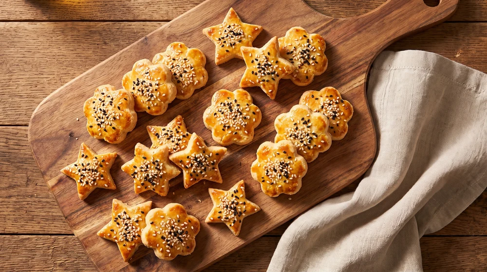 Savory Sesame Shortbread Crackers