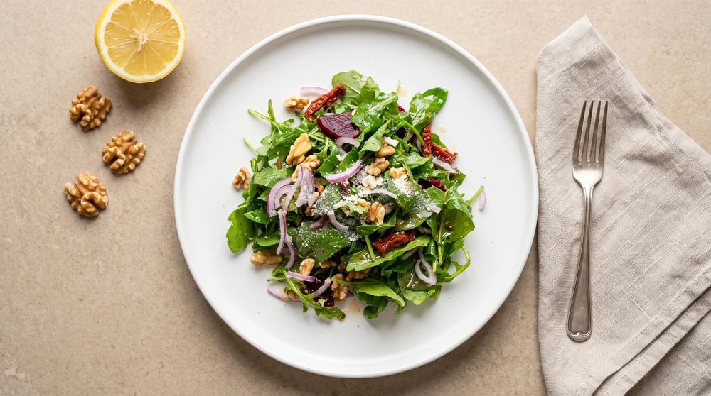 Arugula Salad with Sun-Dried Tomatoes and Walnuts
