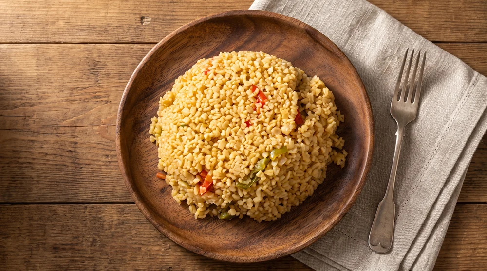 Bulgur Pilaf with Peppers and Chicken Broth